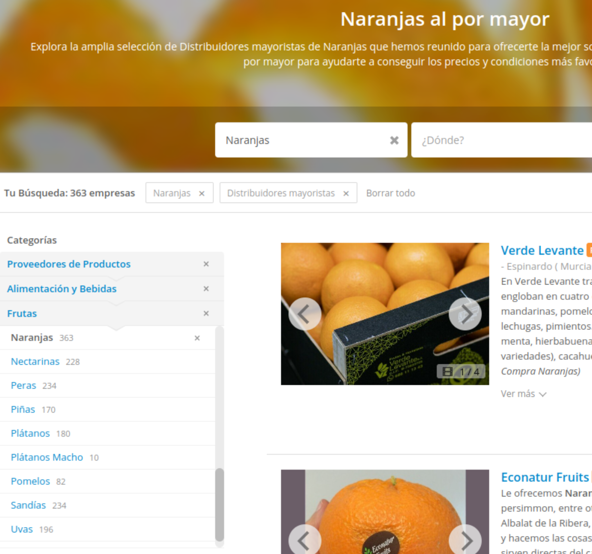 mayoristas naranjas